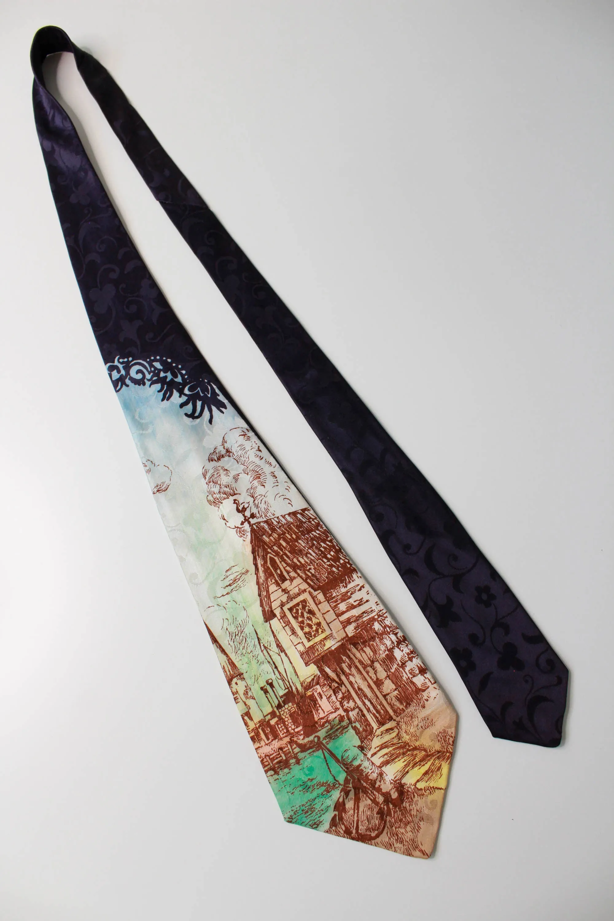 1940s Hand Painted House Necktie, Delmar Creation