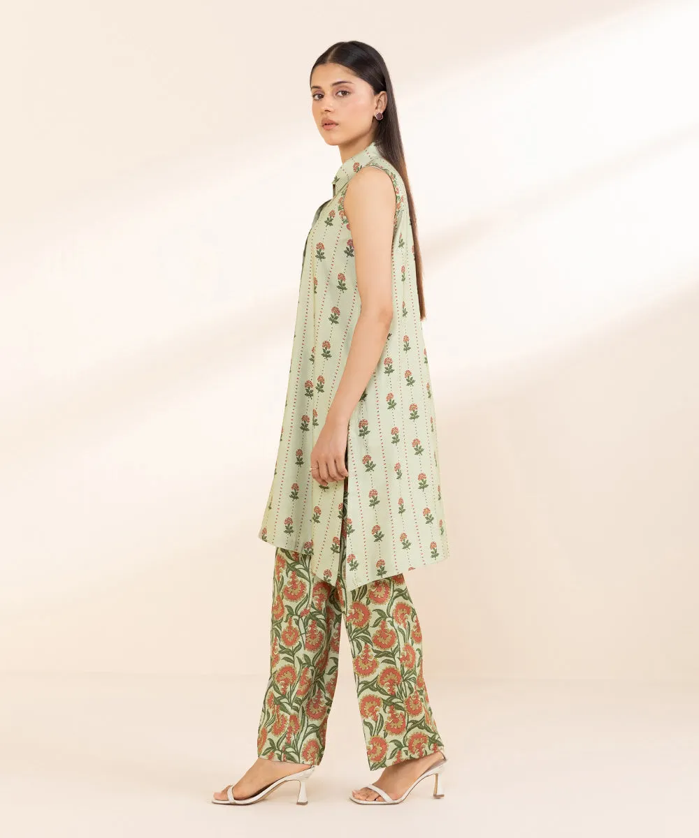 2 Piece - Printed Linen Suit