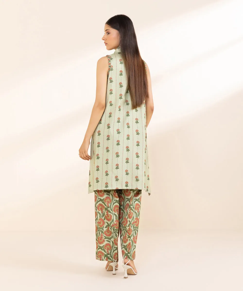 2 Piece - Printed Linen Suit