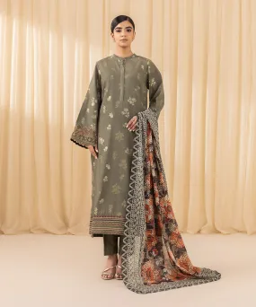 3 Piece -  Embroidered Jacquard Suit