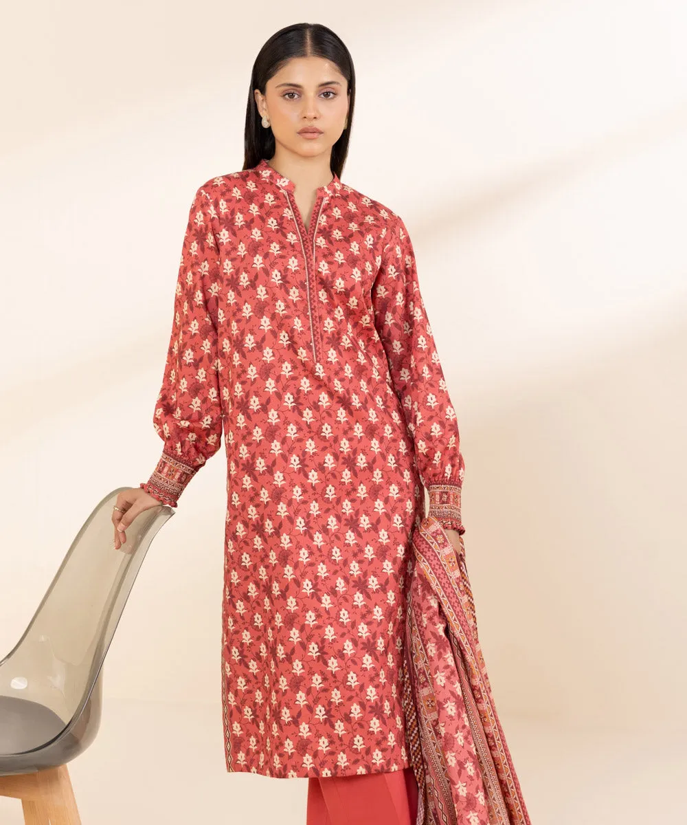 3 Piece - Printed Linen Suit