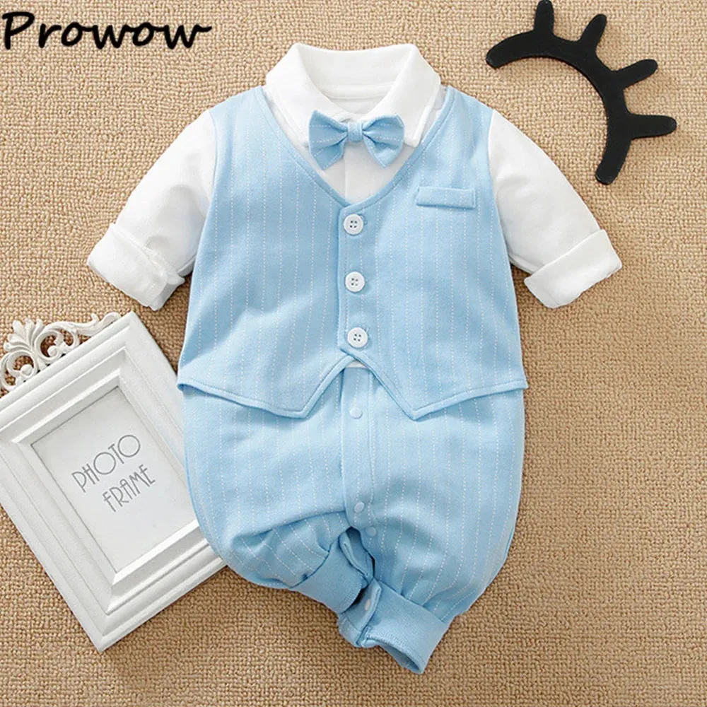 Baby Boy Necktie Striped Wedding Romper