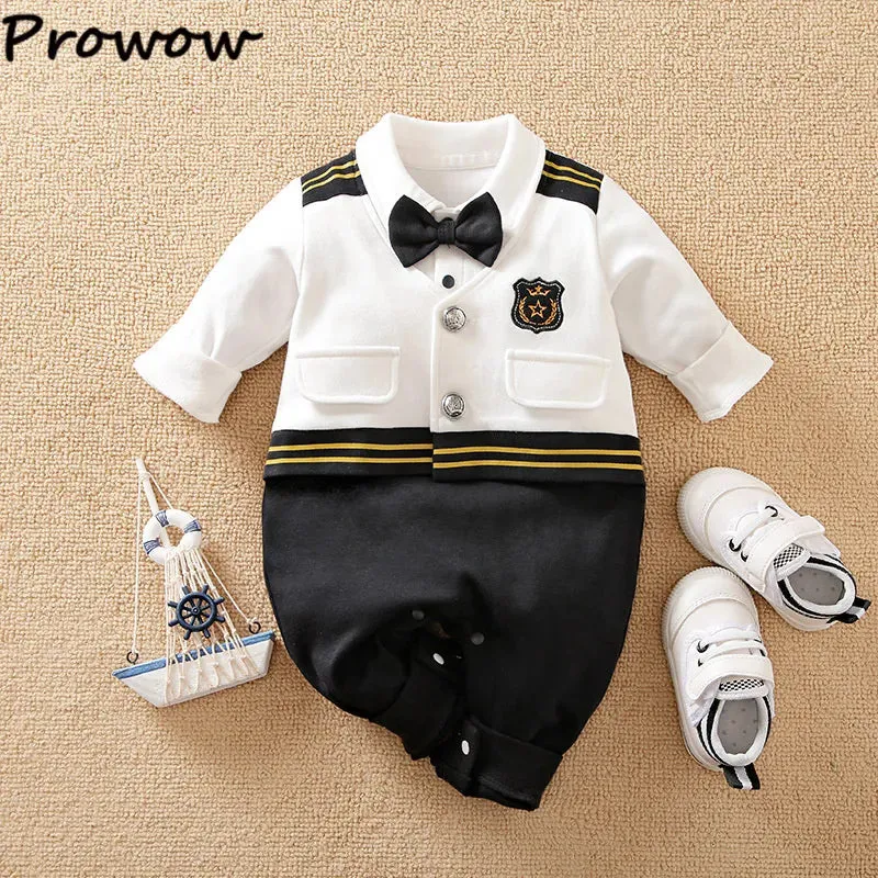 Baby Boy Necktie Striped Wedding Romper