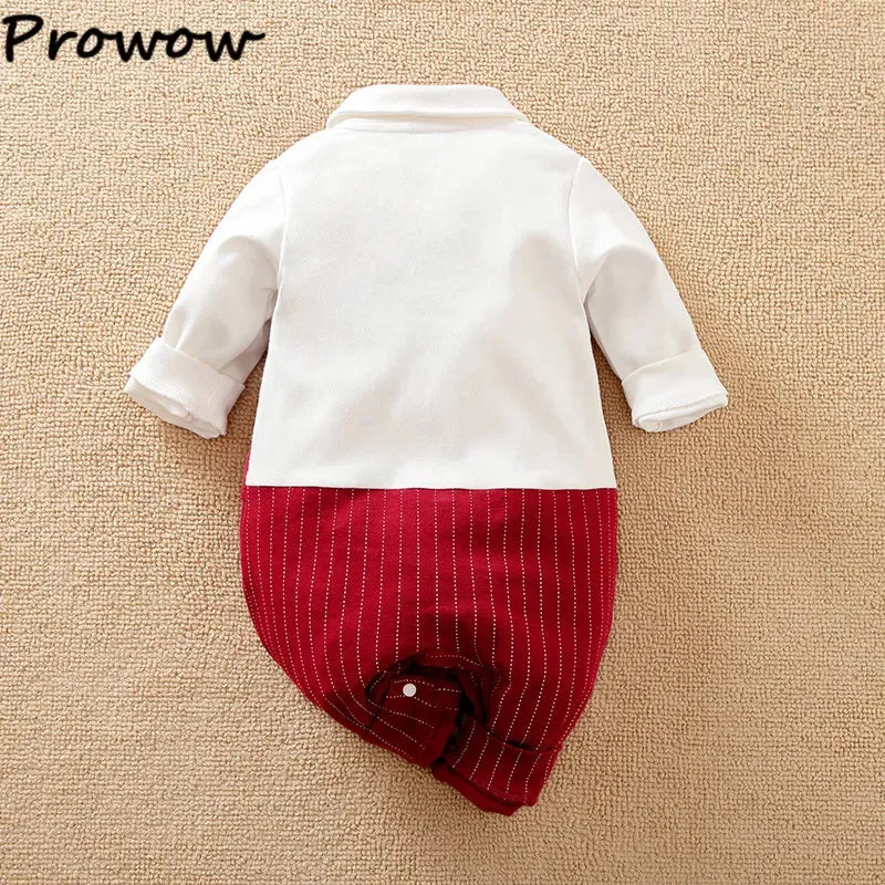 Baby Boy Necktie Striped Wedding Romper