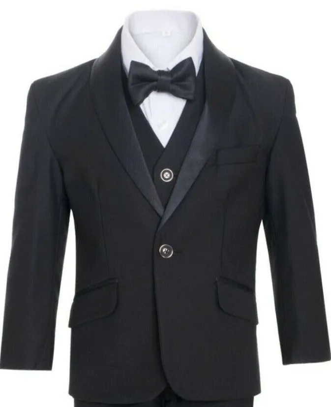 Boys Black Shawl Tuxedo Suit