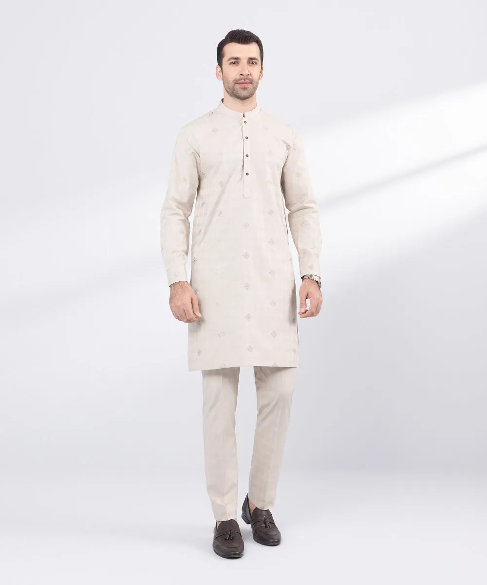 Embroidered Cotton Jacquard Suit