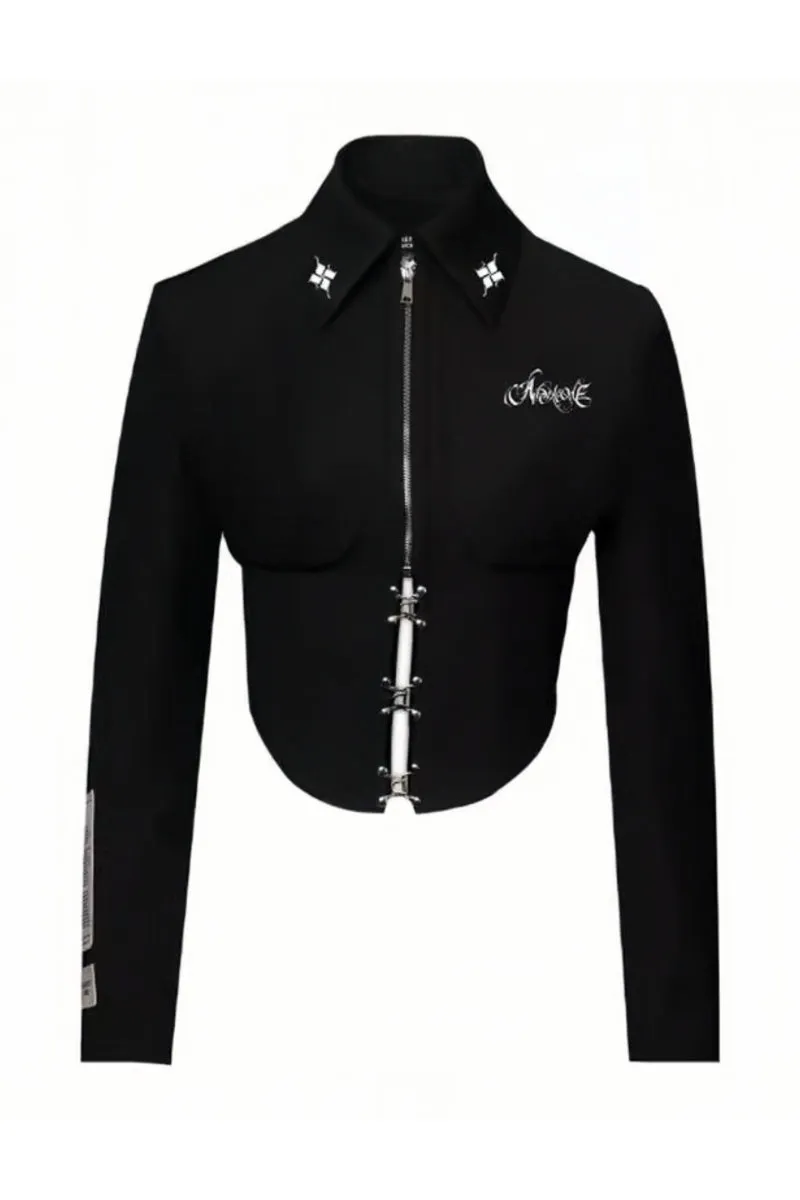 Fitted Short Suit Jacket with Cross Design