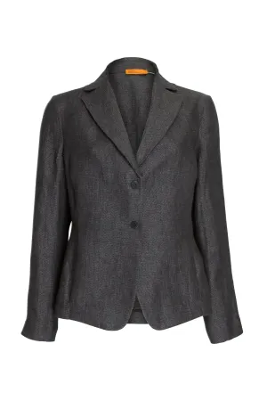 High Revere Collar Jacket - Charcoal Linen 9720