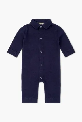 Knit Polo Romper_Navy