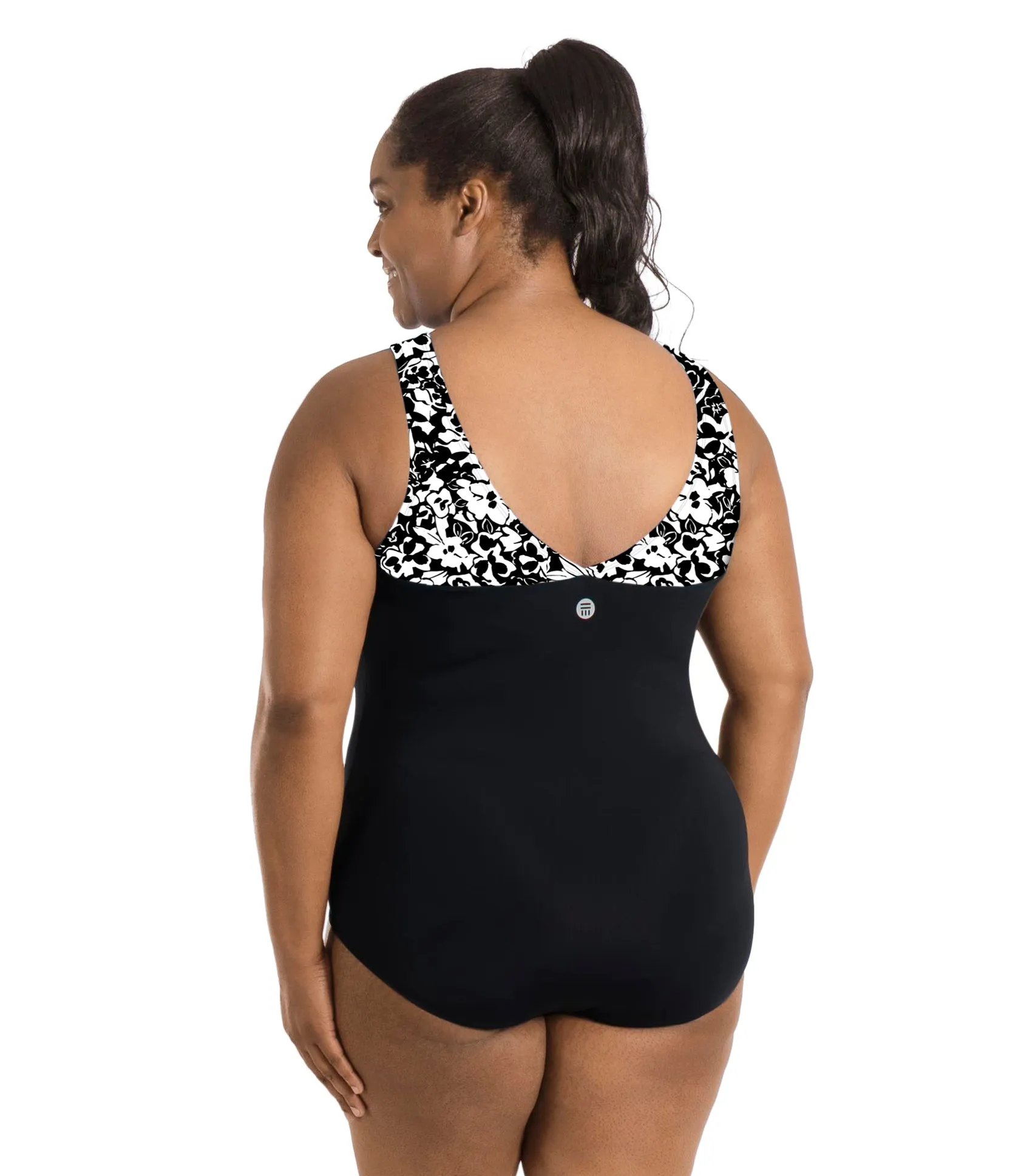 QuikEnergy Sweetheart Tank Suit Hibiscus Black